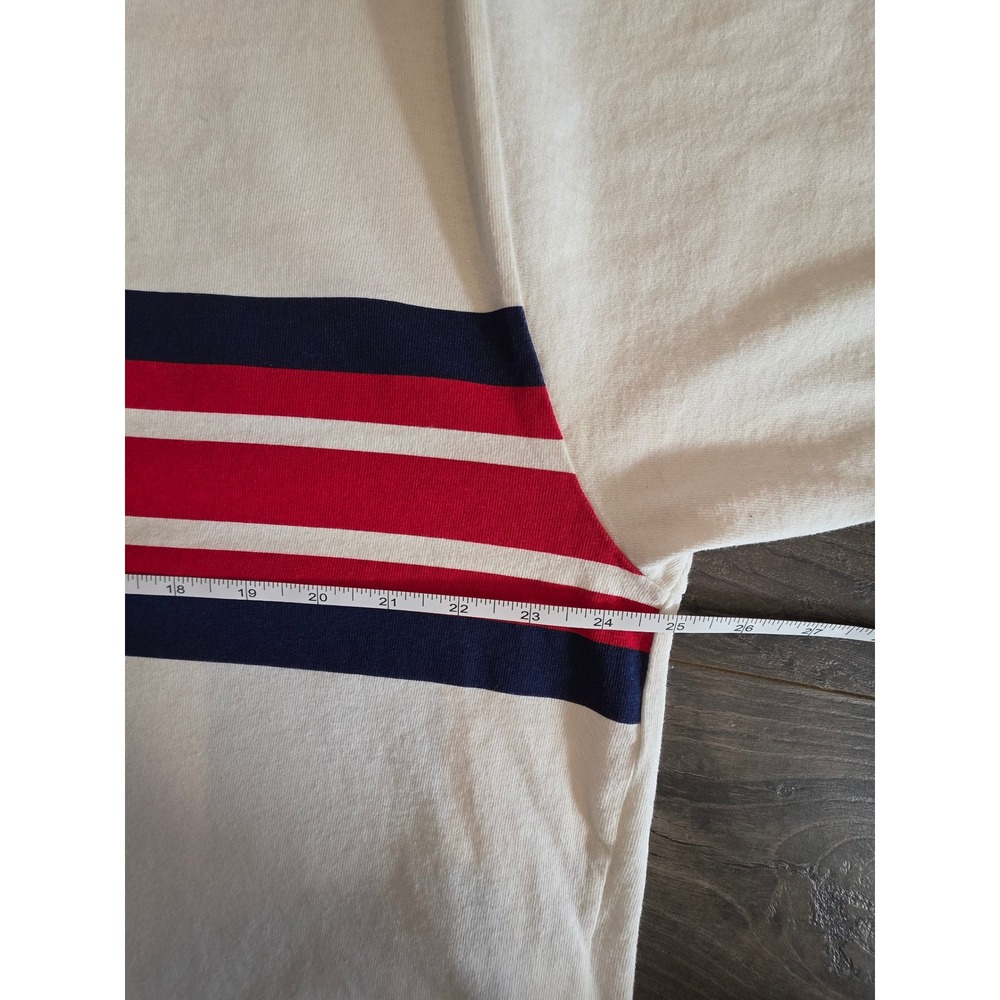 Gucci Off White Red Blue Stripe Logo T Shirt Men's sz L Made in Italy Luxury - Picture 6 of 13